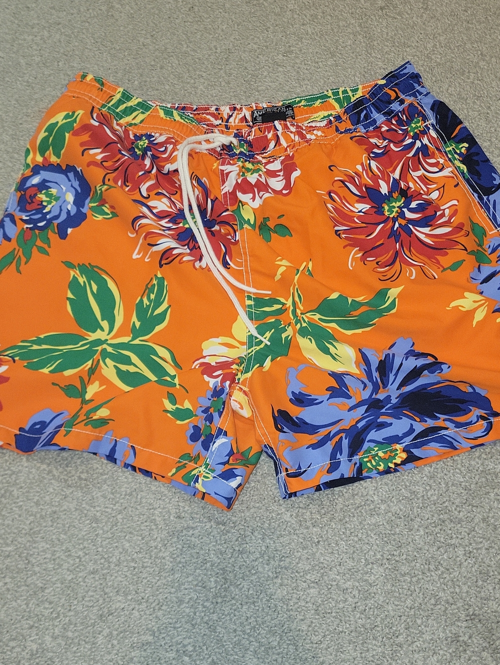 American Living Orange Floral Drawstring Shorts